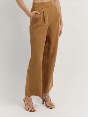 Dissh | Karla Camel Wide Leg Tencel Linen Pants